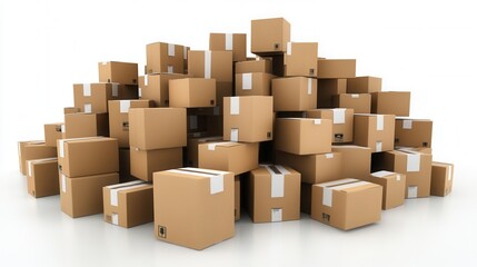 A large pile of cardboard boxes