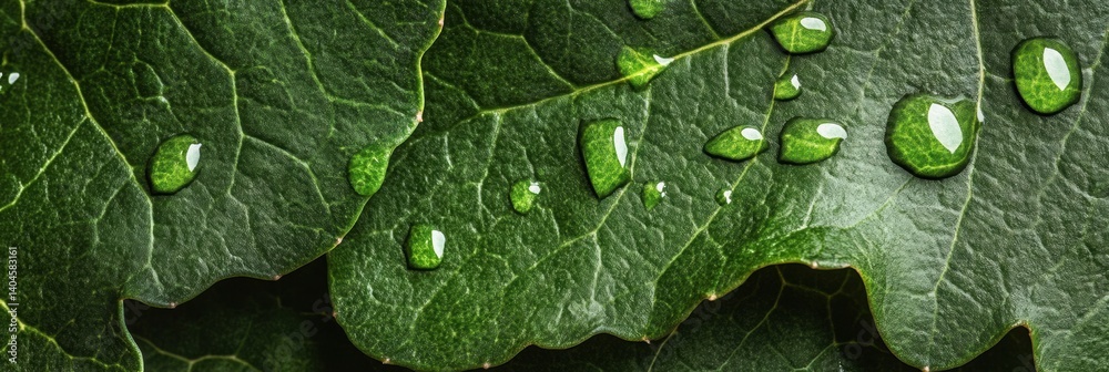 Poster eco-luxe botanical macro verdant leaf hydration narrative - sustainable design capturing organic tex