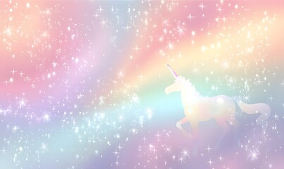 Pastel Rainbow Unicorn Magical Fantasy Background Sparkling Stars Dreamy Cute Illustration Whimsical Pastel Colors Enchanting Fairytale Design Pretty 