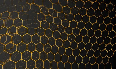 Abstract Golden Honeycomb Pattern Background Design Elegant Luxury Texture Dark Golden Hexagon Grid Structure Shiny Geometric Shapes Digital Art      