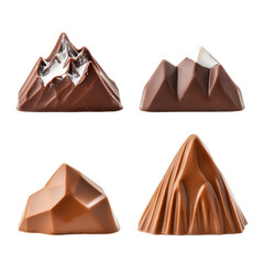 Chocolate mountain sculpture isolated on transparent background