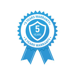5 years guarantee blue gradian vector design
