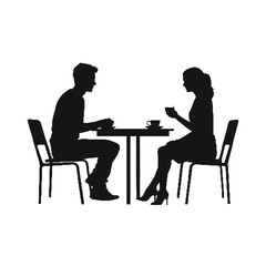 couple in cafe  silhouette
