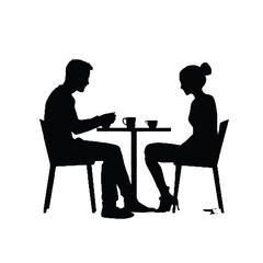 couple in cafe  silhouette