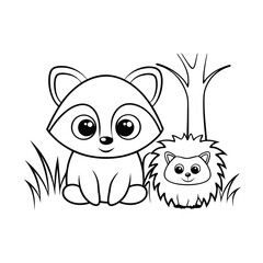 cute raccoon and hedgehog  add some grass and a tr (1).eps