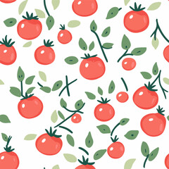 Cherry tomato pattern.Exquisite vector vegetable patterns. 