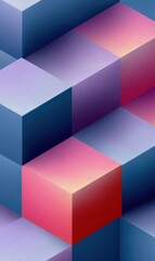 Obraz premium Gradient Isometric Wallpaper Immersive Digital Design for Gen Z Tech Enthusiasts - Futuristic Abstract Geometric Pattern in Vibrant Neon and Cool Tones
