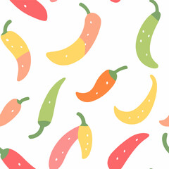 Hot pepper pattern.Exquisite vector vegetable patterns. 