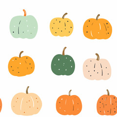 Pumpkin pattern.Exquisite vector vegetable patterns. 