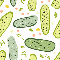 Cucumber pattern.Exquisite vector vegetable patterns. 