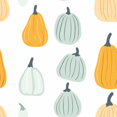 Winter squash pattern.Exquisite vector vegetable patterns. 
