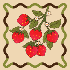 Fresh And Ripe Strawberries With Vibrant Red Color Lush Green Leaves