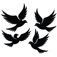 Fototapeta premium Bird group vector silhouette collection
