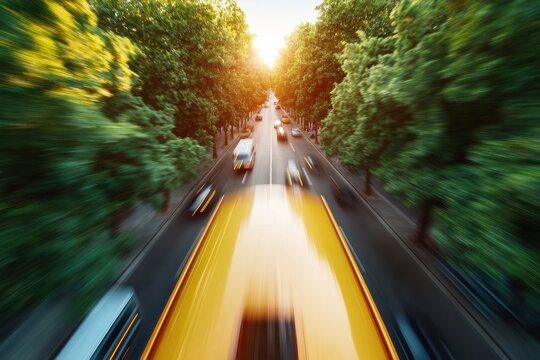 Eco-Mobility Revolution Dynamic Urban Transit Corridor Showcasing Electric Vehicles, Smart City Infrastructure, and Sustainable Transportation Design