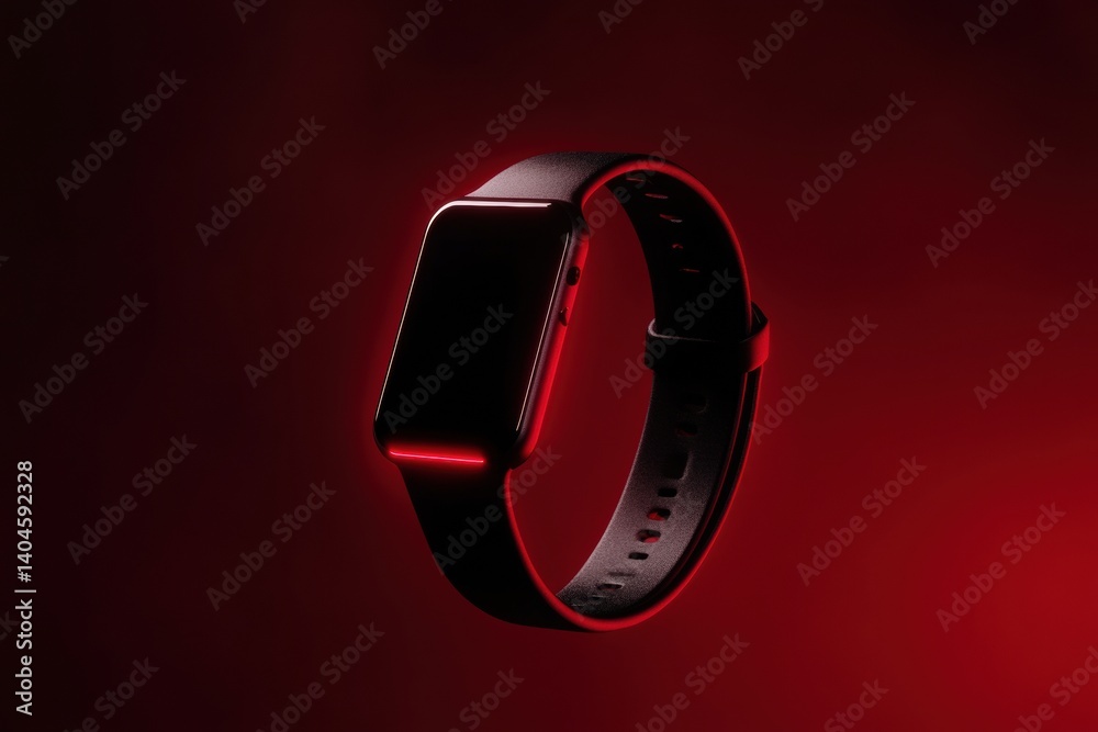 Aufkleber minimalist precision health tracker sleek dark red smartwatch illuminating next-gen wellness technol