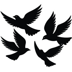 Obraz premium Bird group vector silhouette collection