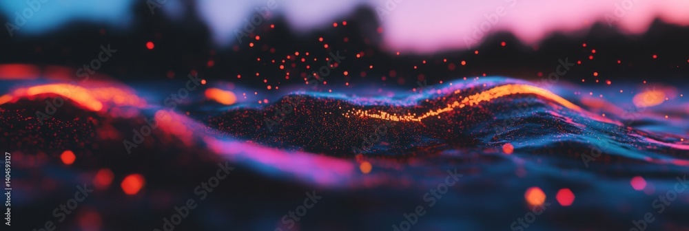 Aufkleber luminescent digital waves immersive cyberpunk aesthetic for sensory branding - next-gen visual exper
