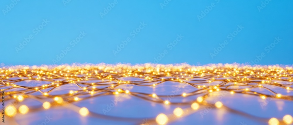Aufkleber Luminous Network Visualization Golden Connectivity Nodes Illuminating Digital Transformation in AI-Driven Business Intelligence Landscapes