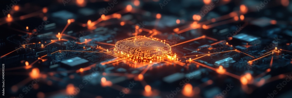 Fototapete Quantum Neural Network Visualization Luminescent AI Circuitry Mapping Computational Intelligence with Cutting-Edge Digital Transformation Aesthetics