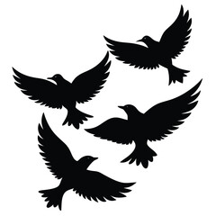 Fototapeta premium Bird group vector silhouette collection