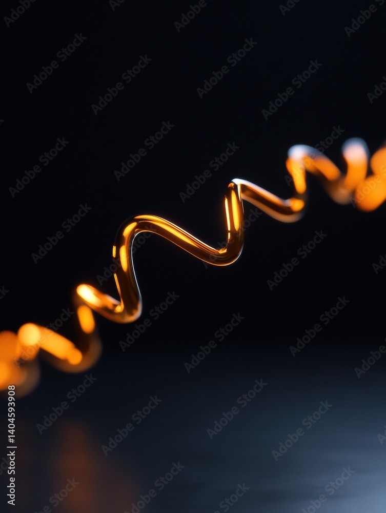 Poster Fluid Dynamics Metallic Gold Wave Visualization in Dark Minimalist Tech Design - Innovative Digital Marketing and Advanced Data Flow Aesthetic