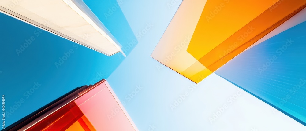 Poster Geometric Minimalism Dynamic Urban Perspective with Vibrant Color Blocking - Architectural Innovation and Digital Design Trends Reimagining Visual Communication