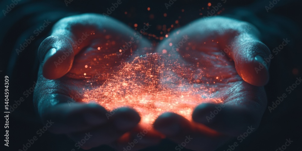 Poster Ethereal Tech Fusion Holographic Data Spark Illuminating Pan American Innovation - Transformative Digital Communication Breakthrough for Global Connectivity