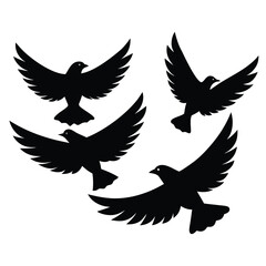 Fototapeta premium Bird group vector silhouette collection