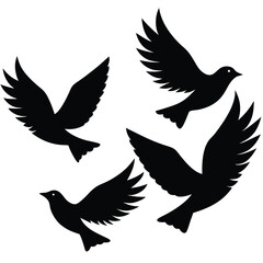 Obraz premium Bird group vector silhouette collection