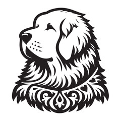 Fototapeta premium Akbash silhouette black and white vector icon