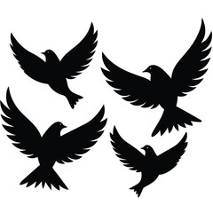 Fototapeta premium Bird group vector silhouette collection