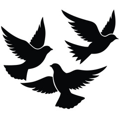 Fototapeta premium Bird group vector silhouette collection