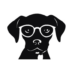   dog wear glasses silhouette