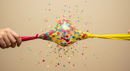 Exploding Joy: Confetti Balloon Tension AI Generated