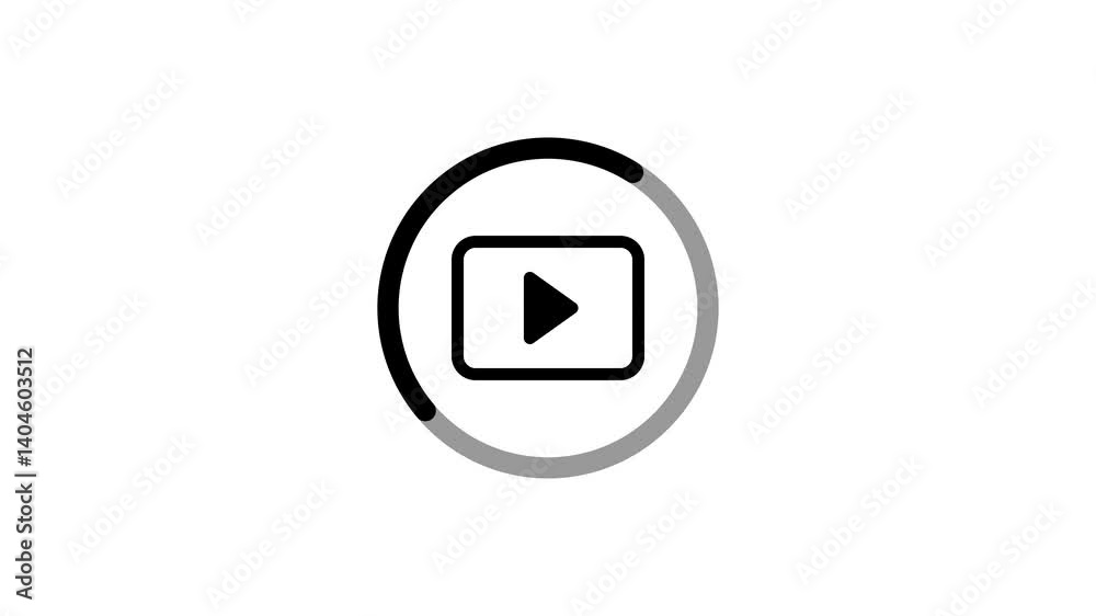 Poster video play icon with animated loading circle for web and app ui.video play icon with loading circle 
