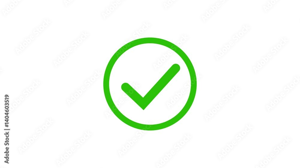 Poster green check symbol in smooth loop animation for confirmation icon.animated green check mark symbol i