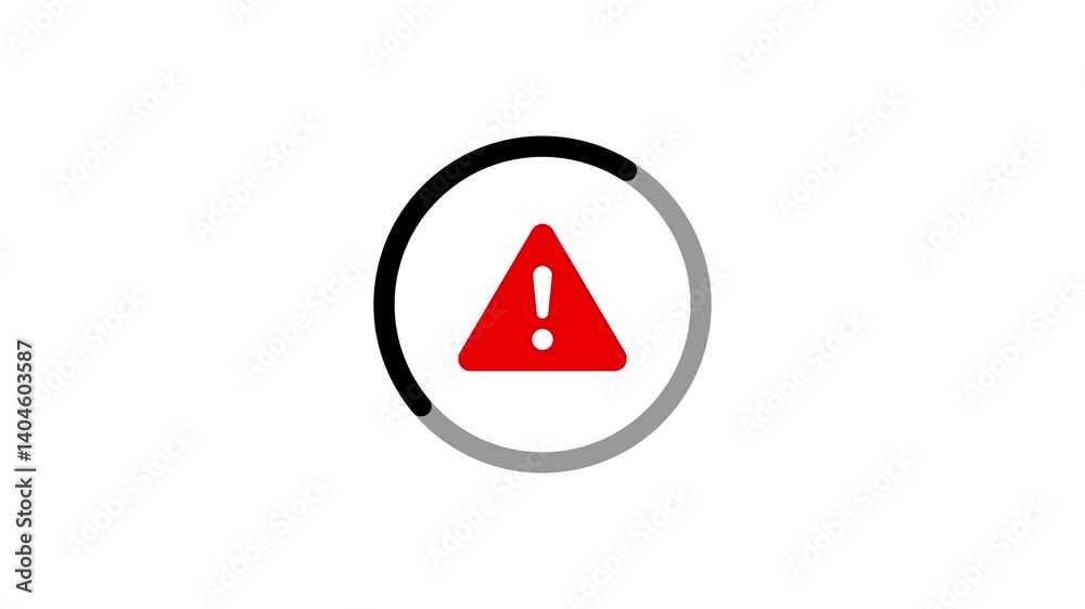 Poster alert icon with spinning loading circle animation for status warning.animated alert icon with loadin