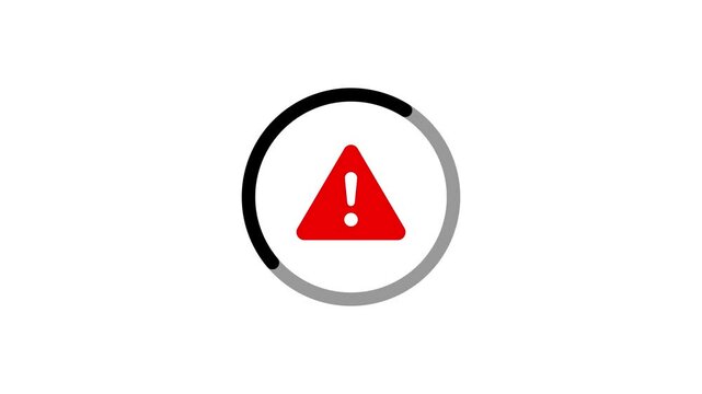 Alert icon with spinning loading circle animation for status warning.Animated alert icon with loading circle on white background video.