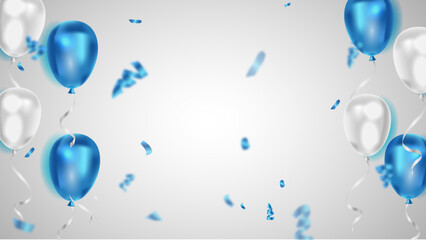 birthday balloons and blue confetty vector	