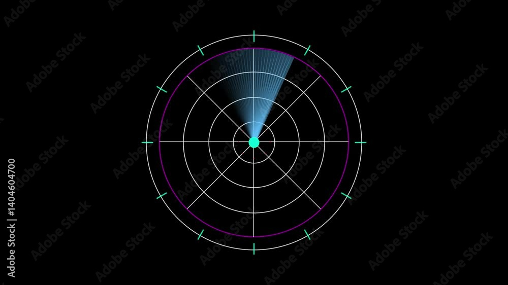 Poster radar screen animation with circular grid scan and glowing sweep effect.futuristic radar screen anim