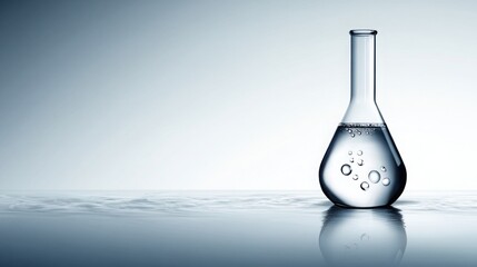 Transparent glass bottle filled with clear water highlighting the purity and clarity of the liquid inside the container