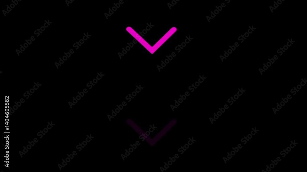 Poster downward arrow animation with reflection on black background loopable scroll indicator