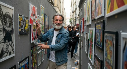 Obraz premium Man admiring street art