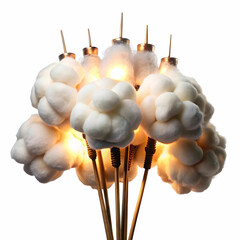 cotton wicks for lamp on white background