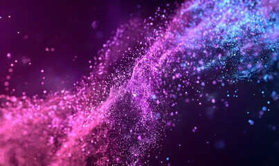 Obraz premium Abstract Pink Purple Blue Particle Swirl Background Digital Art Design Texture Modern Elegant Flowing Neon Glowing Light Sparkle Energy Wave Color 