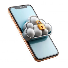 Securing digital privacy cloud storage lock smartphone technology digital environment close-up view data protection concept