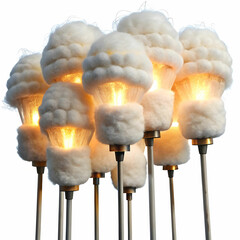 cotton wicks for lamp on white background