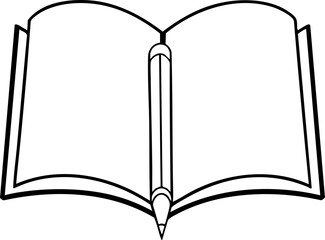 Open book with a pencil, symbolizing education and creativity.