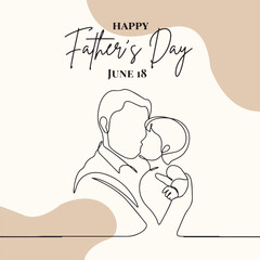 Father's Day Father and Son Illustration Line Art