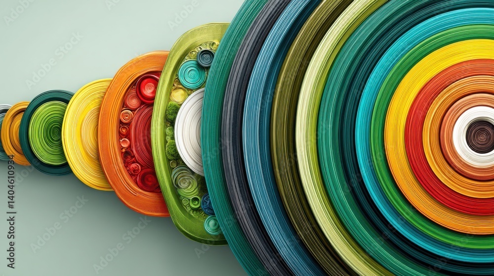 Poster colorful rotating circle creating a dynamic timeline design with vibrant colors and fluid motion for